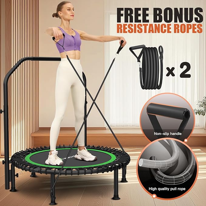 Bungee Rebounder Trampoline,ANCHEER 40" Foldable Fitness Trampoline with 4-Level Adjustable