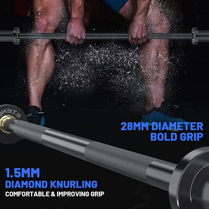 4ft Olympic Barbell 20KG Bar Load 500lbs Capacity Available Men's Barbell with Hard Chrome Sleeves