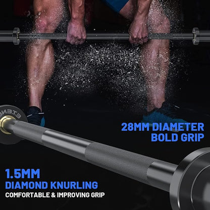 4ft Olympic Barbell 20KG Bar Load 500lbs Capacity Available Men's Barbell with Hard Chrome Sleeves