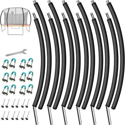 6PCS Trampoline Replacement Curved Pole, Universal Trampoline Enclosure Pole Fits for 8-16FT Curved
