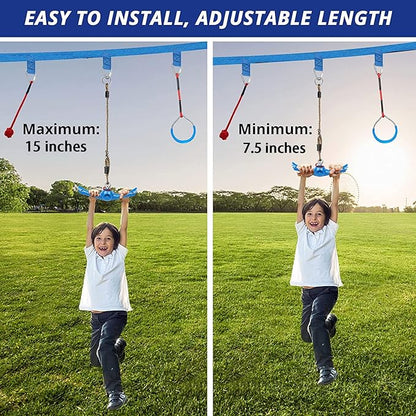 Ninja-Twister Swing Spins Set: Slackline Attachments - 360° Handle Twist-Spin Flips Toy Activate