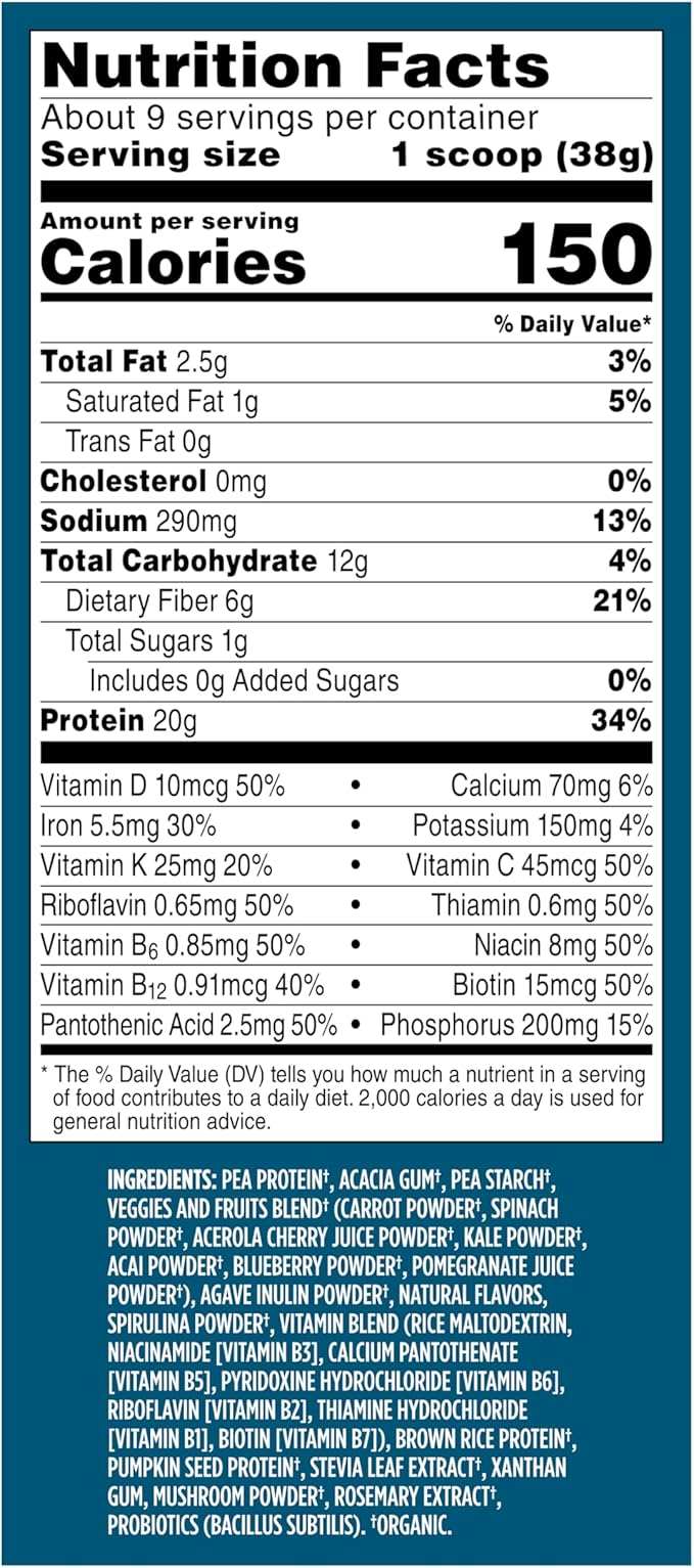 Vega Organic All-in-One Vegan Protein Powder, French Vanilla -Superfood Ingredients, Vitamins for