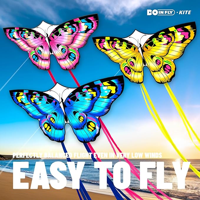 The Doinfly Butterfly-Shaped Kite is an Easy-to-Fly Kite Suitable for Both Children and Adults, and