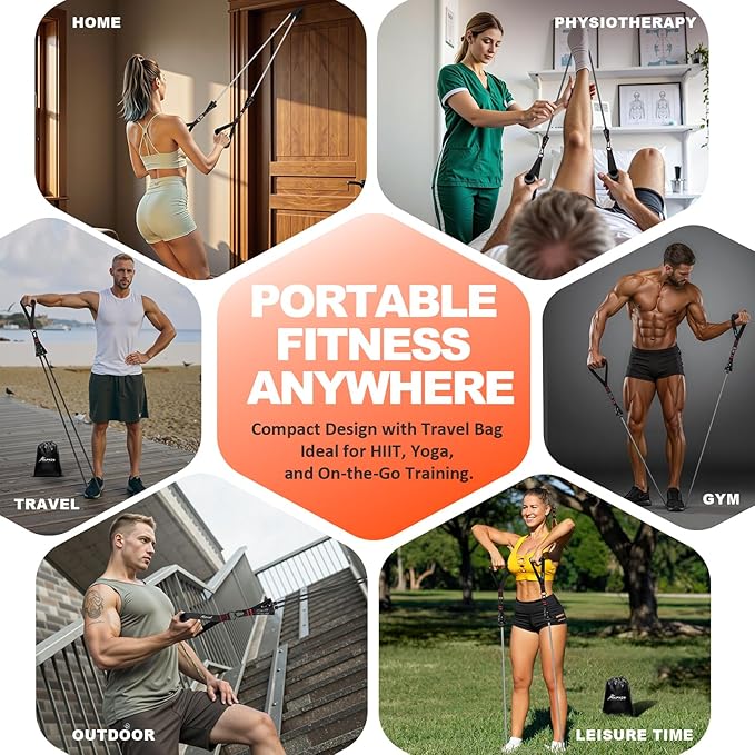 HPYGN Resistance Bands, Exercise Bands with Handles, Fitness Bands, Workout Bands with Door Anchor