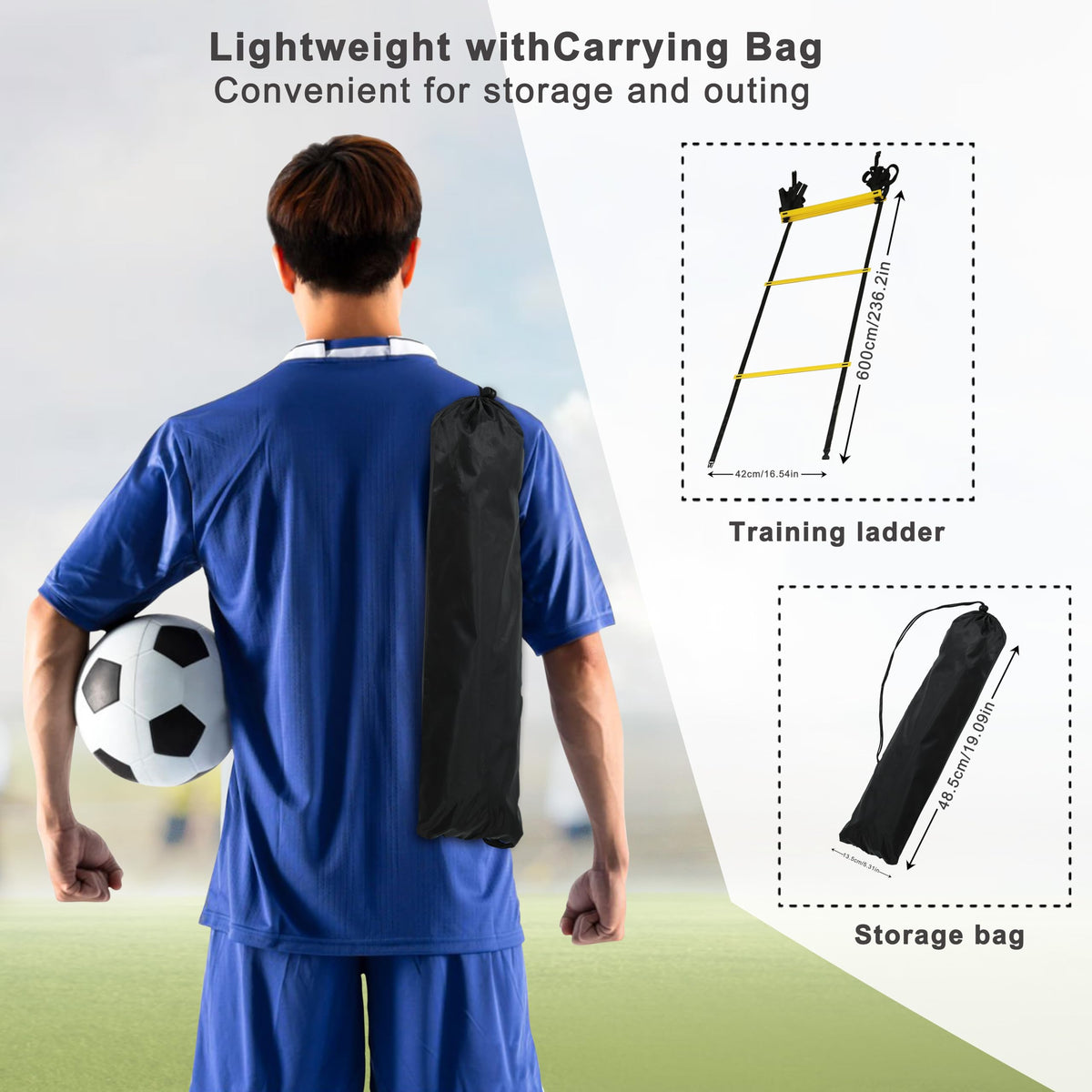 NKJIH 20ft Adjustable Agility Speed Ladder Training Ladder with Carry Bag - Soccer, Speed, Football