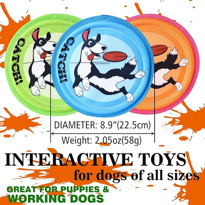Dog Flying Disc, 3 Pack Dogs Flyer Toys, Lightweight Flying Disc Dog Fetch Toy for Small, Large