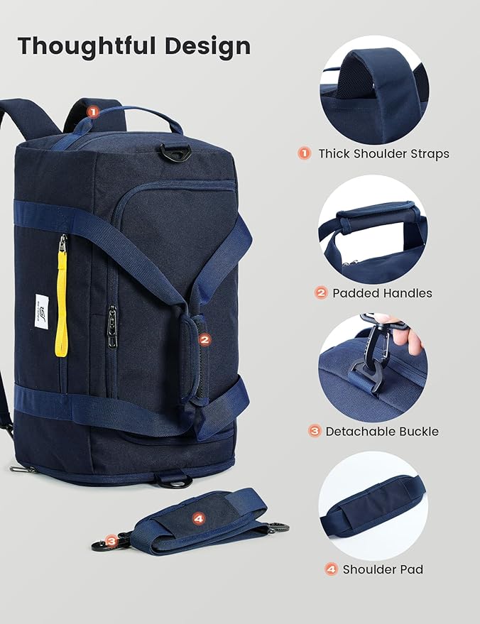 SKYSPER Gym Bag Men Women - 40L Sports Bag Duffle Backpack with Shoe Compartment Wet Pocket for