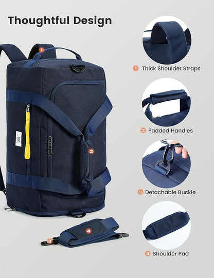 SKYSPER Gym Bag Men Women - 40L Sports Bag Duffle Backpack with Shoe Compartment Wet Pocket for