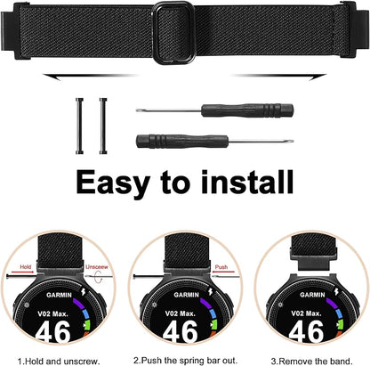 Elastic Nylon Watchband Compatible with Garmin Forerunner 235/220/230/620/630/735XT,Soft Adjustable