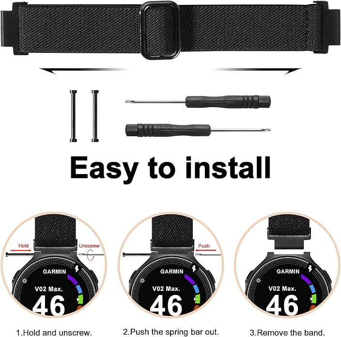 Elastic Nylon Watchband Compatible with Garmin Forerunner 235/220/230/620/630/735XT,Soft Adjustable