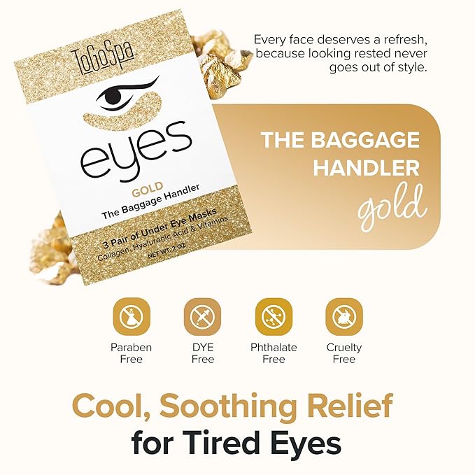 ToGoSpa Golden EYES, Dark Circle Warrior | Premium Clean Anti-Aging Gel Pads with Collagen