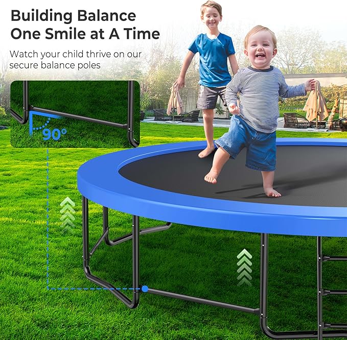 12 14 15 16FT Outdoor Trampolines for Kids and Adults, Pumpkin Trampolin with Curved Poles