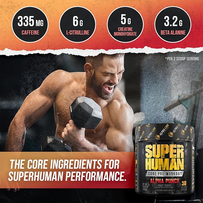 ALPHA LION Core Pre Workout Powder with Creatine for Performance, Beta Alanine for Muscle