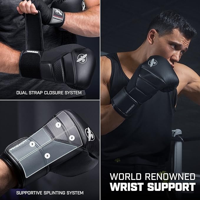 Hayabusa T3 Boxing Gloves for Men and Women Wrist and Knuckle Protection, Dual-X Hook and Loop