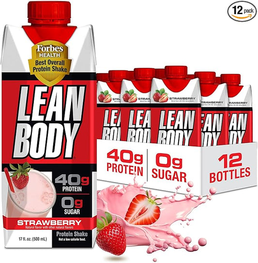 Labrada Lean Body Ready-to-Drink Strawberry Protein Shake, 40g Protein, Whey Blend, 0 Sugar, Gluten