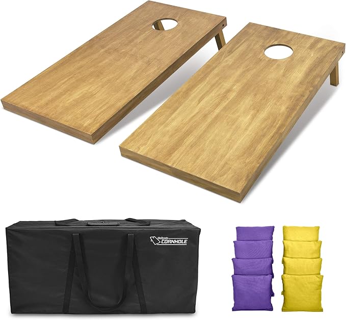GoSports 4 ft x 2 ft Regulation Size Wooden Cornhole Boards Set - Includes Carrying Case - Full