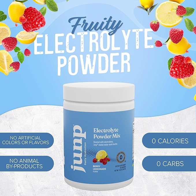 JUNP Electrolytes Powder No Sugar No Carbs – Berry Lemonade Keto Electrolyte Drink Mix - Potassium