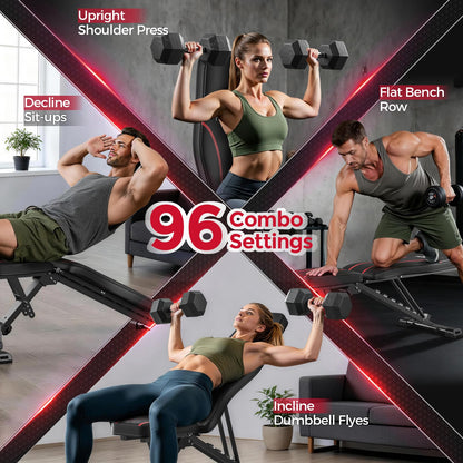 FLYBIRD WB2 Weight Bench, Utility Adjustable Weight Bench for Full Body Workout- Multi-Purpose