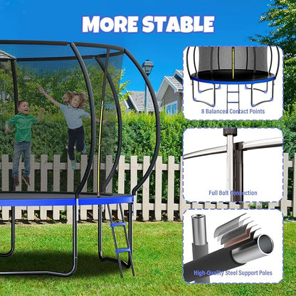 Trampoline 8FT 10FT 12FT 14FT 16FT, Outdoor Trampolines for Kids and Adults, Recreational