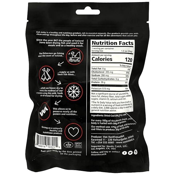 Nordic Catch Freeze Dried Cod Bites Seafood Snacks - Chips made from Wild Caught Icelandic Cod Fish