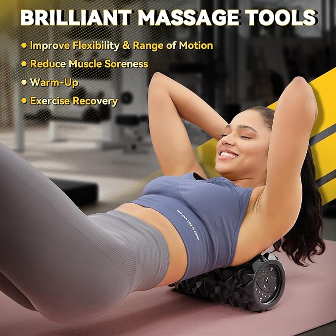 Vibrating Foam Roller, High Density Massage Muscle Roller Back Roller Foam for Back Pain Relief &