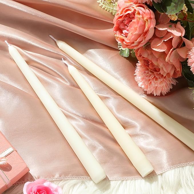 MTLEE Multi Height Beige Taper Candles - Unscented, 8/10/12 Inch, 8 Hour Burn Time, Perfect for