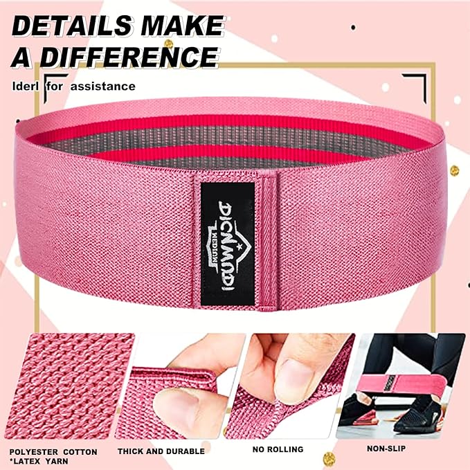 Fabric Resistance Bands for Working Out, 6Pack Non-Slip Exercise Bands for Women and Men, Fabric