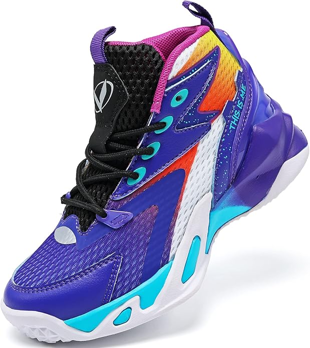 VITUOFLY Kids Basketball Shoes Boys Air Cushion Sneakers Girls Mid Top School Hoops Shoes Non-Slip