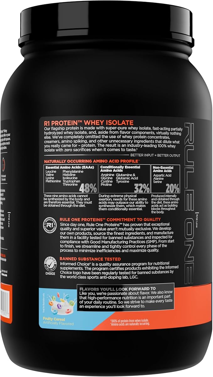 Rule 1 R1 Protein Whey Isolate - with 25g Protein & 6g BCAA Exclusively from Isolated & Hydrolyzed