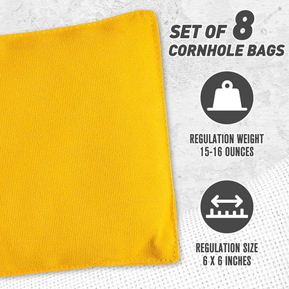 Cornhole Bags Set of 8 Regulation Corn Hole Bean Bags for Cornhole Game, Professional Weather