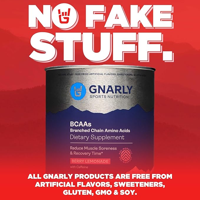 Gnarly Nutrition BCAA Powder, Berry Lemonade ??Pre-Workout BCAAS Amino Acids ??NSF Sport Certified