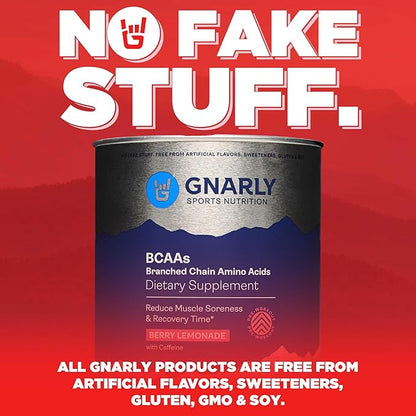 Gnarly Nutrition BCAA Powder, Berry Lemonade ??Pre-Workout BCAAS Amino Acids ??NSF Sport Certified
