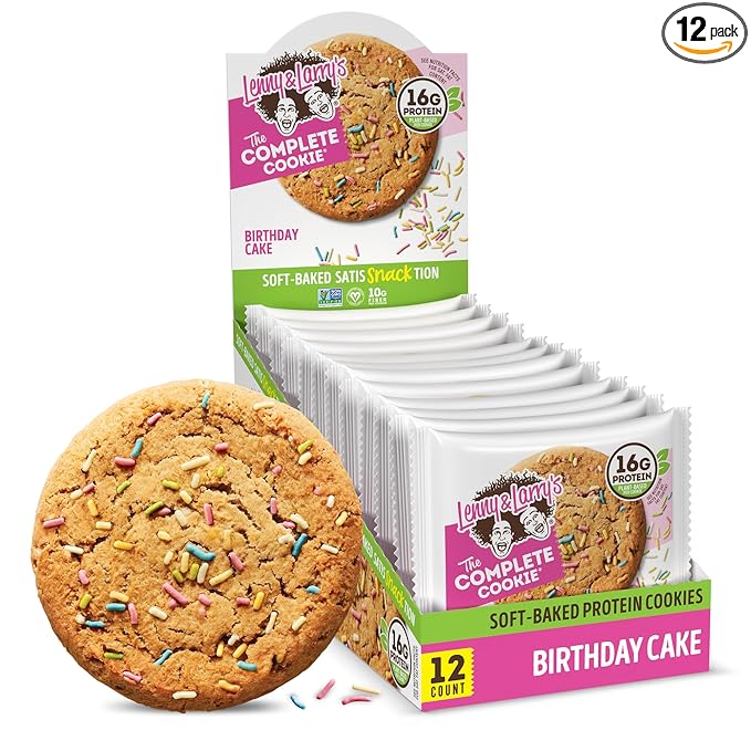 Lenny & Larry's The Complete Cookie, Birthday Cake, Soft Baked, 16g Plant Protein, Vegan, Non-GMO