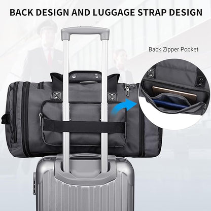 WITZMAN Duffle Bag for Men Nylon Large Gym Weekender Bag with Shoe Compartment Expandable Carry on