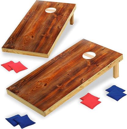 Solid Wood Premium Cornhole Game Set, Bean Bag Toss Game for Tailgate, Outdoor, Backyard