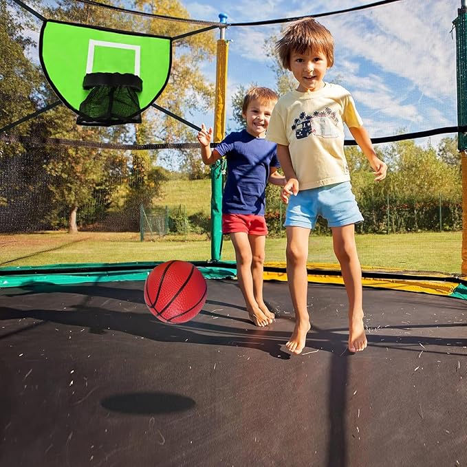 Trampoline Basketball Hoop with Pump and Mini Ball, Waterproof, Sunscreen Soft Materials, Easy to