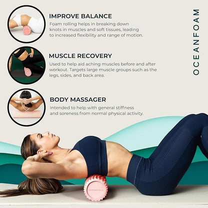 Oceanfoam Tidal Roller - Charcoal - Muscle Massage Foam Roller for Back Pain & Stretching - Firm