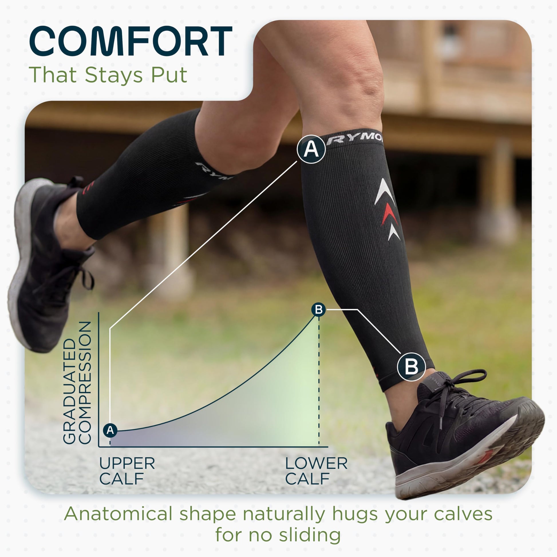 Rymora Calf Compression Sleeves Men Women Shin Splints Running (Pair) (Black) (L)