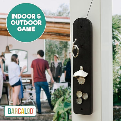 Barcaloo Hook and Ring Game with Bottle Opener and Magnetic Bottle Cap Catch - Adult Ring Toss Game