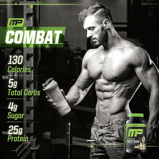 MusclePharm Combat Protein Powder, Vanilla Flavor, Fuels Muscles for Productive Workouts, 5 Protein
