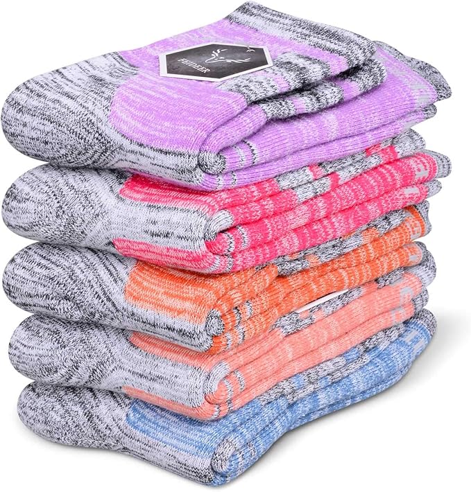 FEIDEER Hiking Walking Socks For Women, Multi-pack Outdoor Recreation Socks Moisture Wicking Crew