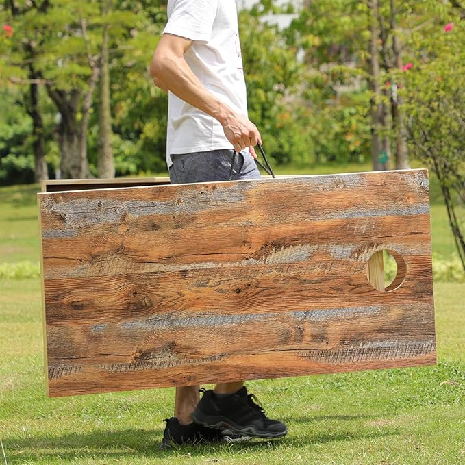 Solid Wood Premium Corn Hole Outdoor Game Set, 2 Regulation and Waterproof Cornhole Game Boards