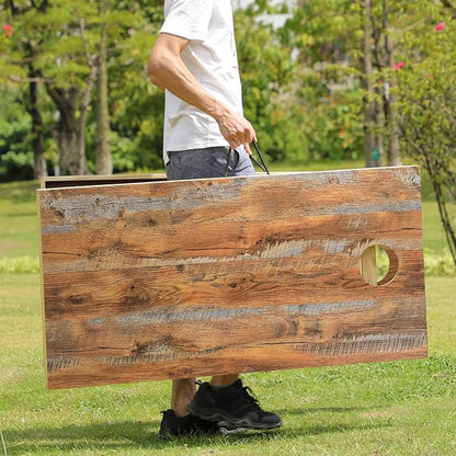 Solid Wood Premium Corn Hole Outdoor Game Set, 2 Regulation and Waterproof Cornhole Game Boards