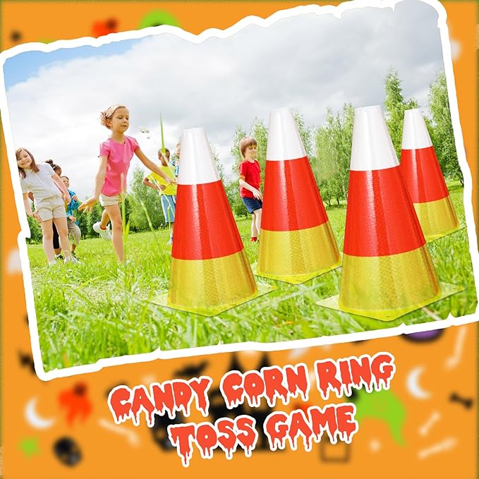 Candy Corn Ring Toss Game Plastic Cones 9 Inch Training Traffic Cones Sport Training Agility Field