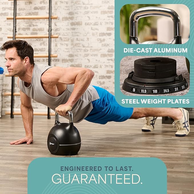 Lifepro Adjustable Kettlebell - 7in1 Kettlebells Weight with Quick-Select Dial & Safety Lock