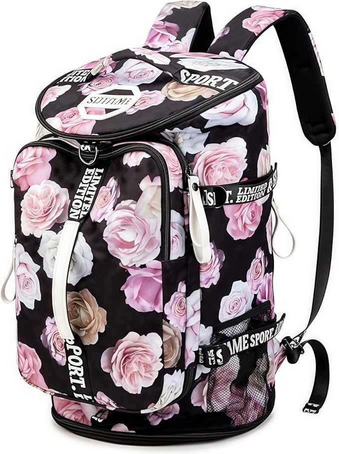 Gym Duffle Bag Backpack with Shoe Compartment,4 ways Travel Backpack for Women and
