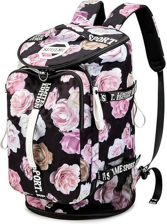 Gym Duffle Bag Backpack with Shoe Compartment,4 ways Travel Backpack for Women and