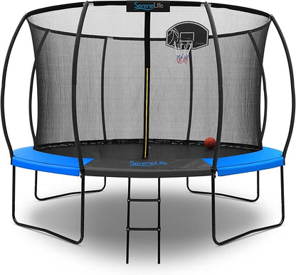 SereneLife 8FT 10FT 12FT 14FT Outdoor Trampoline for Kids and Adults – ASTM Certified Heavy-Duty