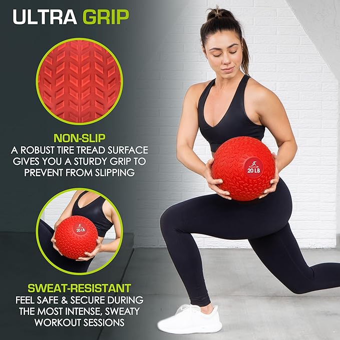 ProsourceFit Slam Medicine Balls 5, 10, 15, 20, 25, 30, 50lbs Smooth and Tread Textured Grip Dead