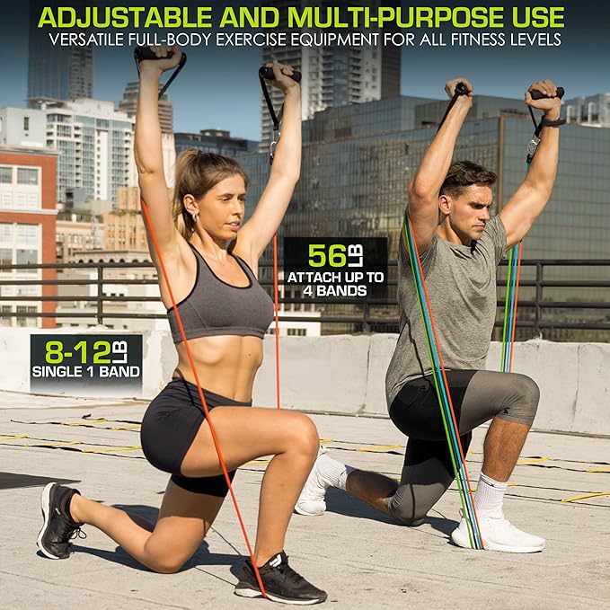 ProsourceFit Single Stackable Resistance Bands with Door Anchor and Exercise Guide, 5-8 LB, Heavy